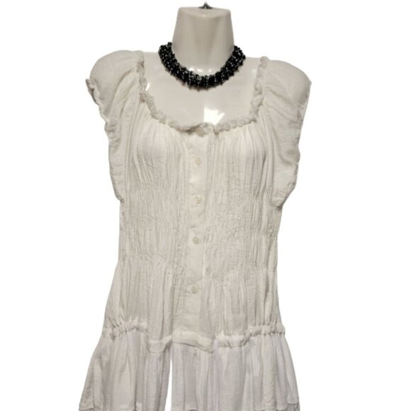 White Lace Tiered Voluminous Midi Dress Size S Size M - Picture 9 of 11